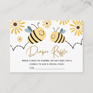 Bijen Zonnebloem Luier Raffle Baby Shower Informatiekaartje
