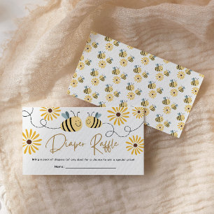 Bijen Zonnebloem Luier Raffle Baby Shower Informatiekaartje