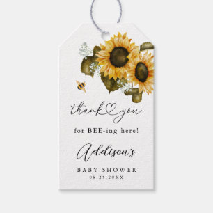 Bijen Zonnebloem Zomer Baby shower Cadeaulabel