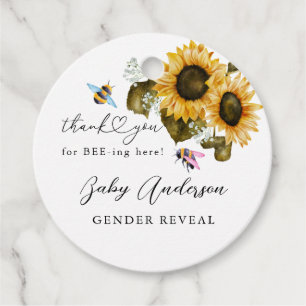 Bijen Zonnebloemen Boho Geslacht onthullen Bedankjes Labels