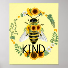 Bijen Zonnebloemen Kindness Yellow Class Poster
