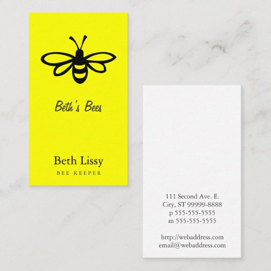 Bijen [zwart] visitekaartje (Voorkant / Achterkant)