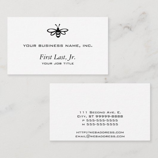 Bijen [zwart] visitekaartje (Voorkant / Achterkant)