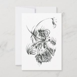 Bijen Zwart Wit Abstract Stam Tattoo Kunst Bedankkaart