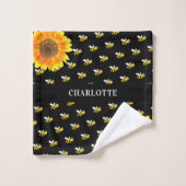 Bijen zwarte gele zonnebloemen bad handdoek (Wasdoekje)