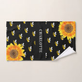 Bijen zwarte gele zonnebloemen bad handdoek (Handdoek)