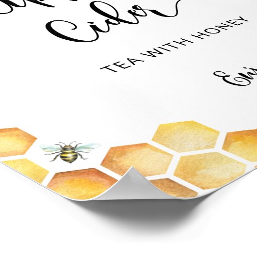 Bijenappelcider-teken. Drink tabel Poster (Hoek)