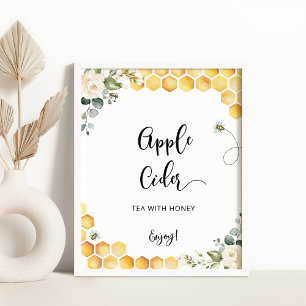 Bijenappelcider-teken. Drink tabel Poster