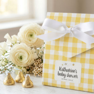 Bijenbabyfeest Favorietendozen Geel Gingham Bedankdoosjes