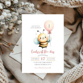 Bijenballon eerste verjaardag uitnodiging