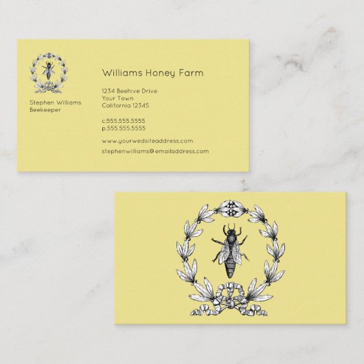 BijenBeeKeeper Honey Boerderij | koningin Bee Visitekaartje (Voorkant / Achterkant)