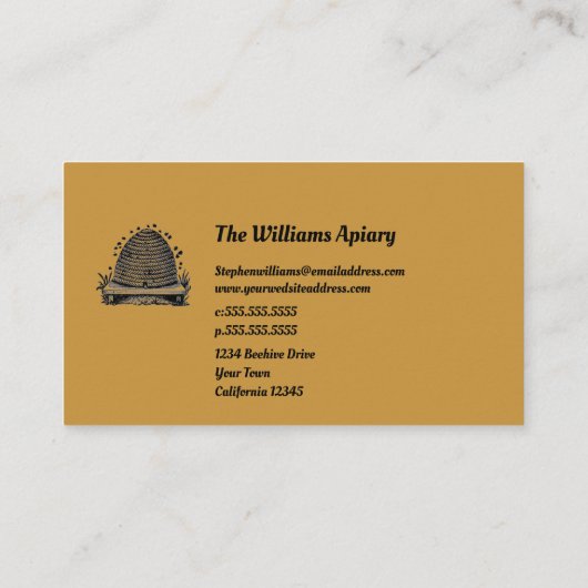 BijenBeeKeeper Honey Boerderij | Skep  Beehive Visitekaartje (Achterkant)