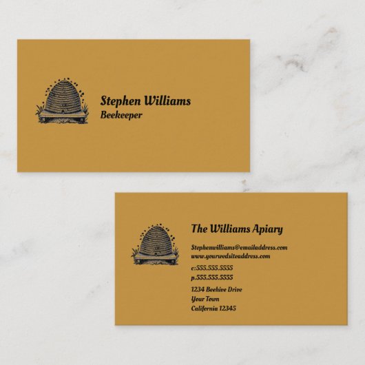 BijenBeeKeeper Honey Boerderij | Skep Beehive Visitekaartje (Voorkant / Achterkant)
