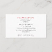 Bijenbijenbijenhouder Boerderij Honingproducten Visitekaartje (Achterkant)