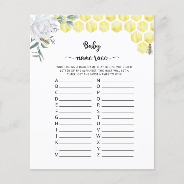 Bijenbloem Baby naam race spel (Voorkant)