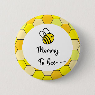 Bijenbloem. Mama in wording Ronde Button 5,7 Cm