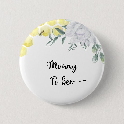 Bijenbloem. Mama in wording Ronde Button 5,7 Cm (Voorkant)