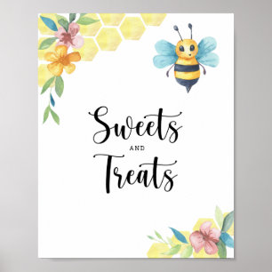 Bijenbloem - zoetigheden en traktaties baby shower poster