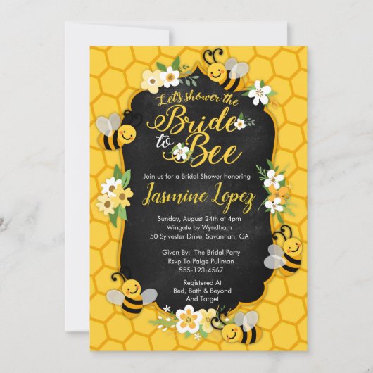 Bijenbridal Shower Invitation Kaart (Voorkant)