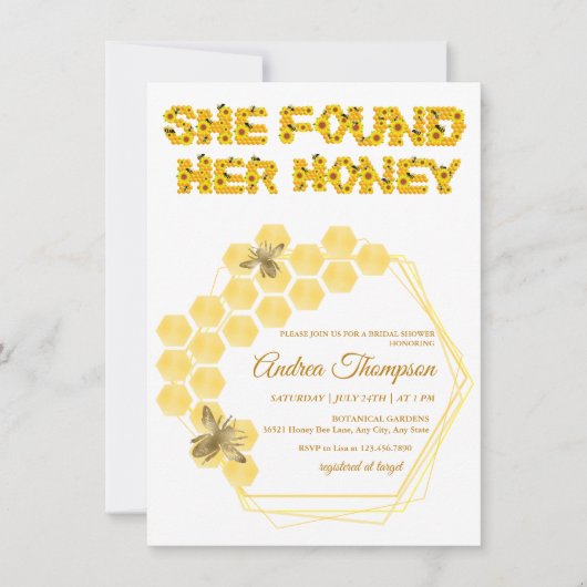 Bijenbridal Shower Invitation | Zij vond haar honi Kaart (Voorkant)