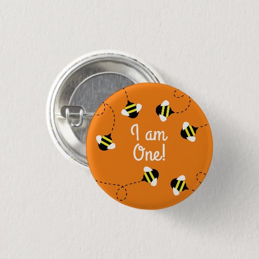 Bijendag 1e verjaardag Button Pin (Voorkant /achterkant)