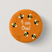 Bijendag 1e verjaardag Button Pin (Voorkant)
