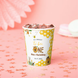 Bijendag geel honingbij eerste meisje verjaardagsf papieren bekers