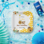 Bijendag geel honingbij eerste meisje verjaardagsf papieren bordje (Feest)