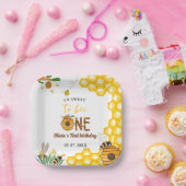 Bijendag geel honingbij eerste meisje verjaardagsf papieren bordje (Feest)