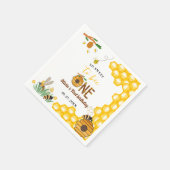 Bijendag geel honingbij eerste meisje verjaardagsf servet (Hoek)
