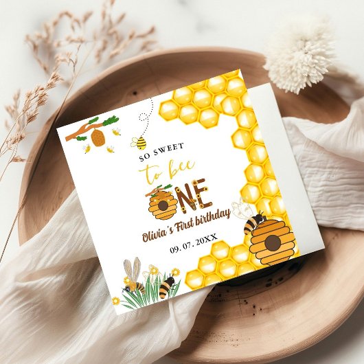 Bijendag geel honingbij eerste meisje verjaardagsf servet