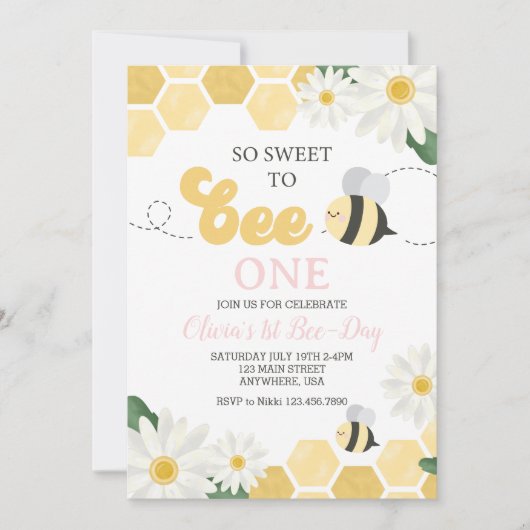 Bijendag hommel 1e verjaardag Daisy Kaart (Voorkant)