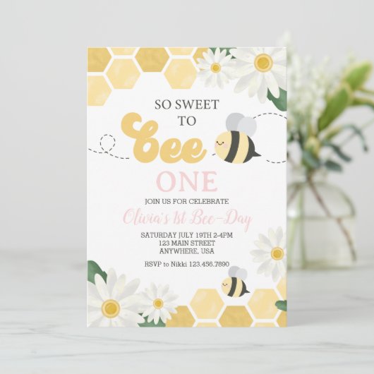 Bijendag hommel 1e verjaardag Daisy Kaart (Staand voorkant)