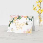 Bijendag hommel Birthday roze florale dank Kaart (Gele Bloem)