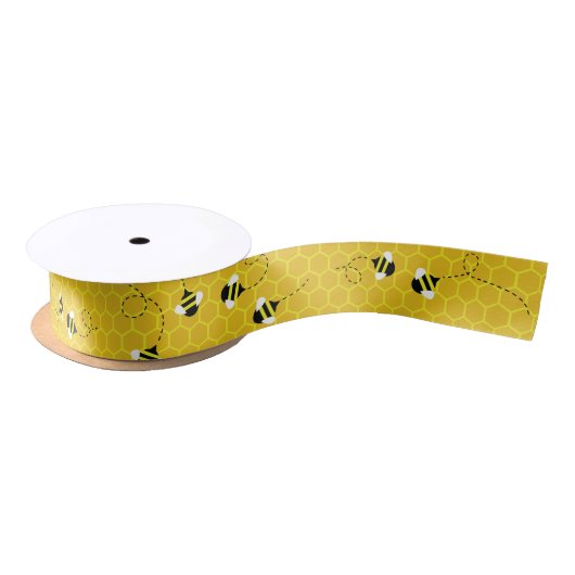 Bijendag Honeycomb Hive Bug Ribbon Satijnen Lint (Spoel)