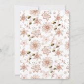 Bijendag Honingbij Roze Bloemen 1e Verjaardag Kaart (Achterkant)