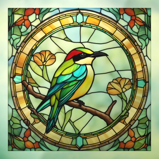 Bijeneter Vogel Faux Glas in lood Kleurrijke Vogel Raamsticker (Vel 3)