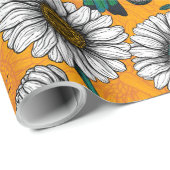 Bijeneters, blauwe vlinders en zeeduivel op sinaas cadeaupapier (Rol Hoek)