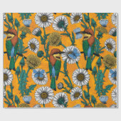 Bijeneters, blauwe vlinders en zeeduivel op sinaas cadeaupapier (Vlak)