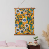 Bijeneters, blauwe vlinders en zeeduivel op sinaas hangend wandkleed (Slaapkamer)