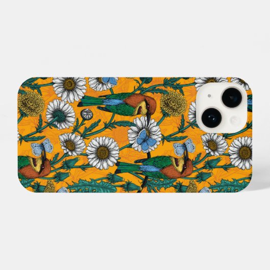 Bijeneters, blauwe vlinders en zeeduivel op sinaas iPhone hoesje (Achterkant horizontaal)