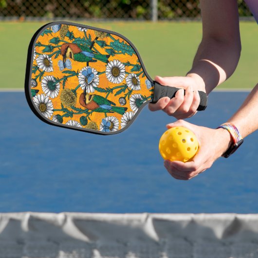 Bijeneters, blauwe vlinders en zeeduivel op sinaas pickleball paddle (Insitu)