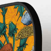 Bijeneters, blauwe vlinders en zeeduivel op sinaas pickleball paddle (Links Detail)