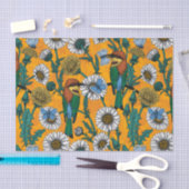 Bijeneters, blauwe vlinders en zeeduivel op sinaas tissuepapier (Craft)