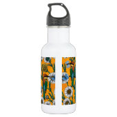 Bijeneters, blauwe vlinders en zeeduivel op sinaas waterfles (Achterkant)