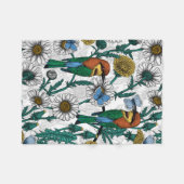 Bijeneters, blauwe vlinders en zeeduivel op wit fleece deken (Voorkant (Horizontaal))