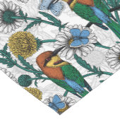 Bijeneters, blauwe vlinders en zeeduivel op wit korte tafelloper (Hoek)