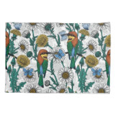 Bijeneters, blauwe vlinders en zeeduivel op wit kussensloop (Achterkant-Links)