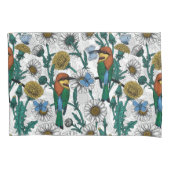 Bijeneters, blauwe vlinders en zeeduivel op wit kussensloop (Voorkant-Links)