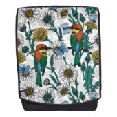 Bijeneters, blauwe vlinders en zeeduivel op wit rugtassen (Voorkant)